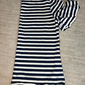 J. Crew Navy and White Striped Flutter Sleeve Top